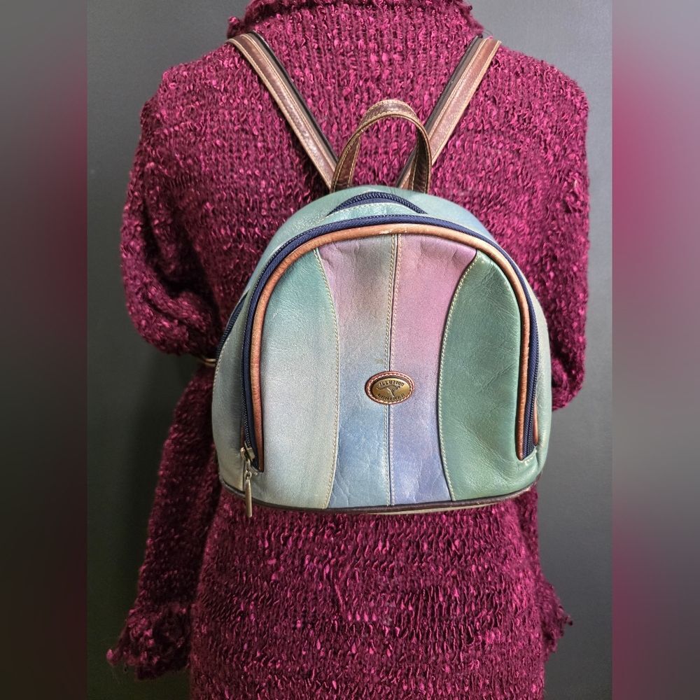 Vintage Mini Backpack Multicolor Muted Iridescent Zip Sling Strap Magical 9x6x4 - Picture 2 of 16